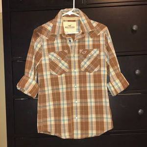 Brown hollister dress shirt